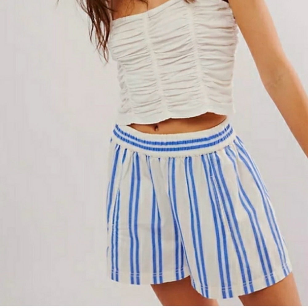 Free People Get Free Striped Pull-On Shorts Color: Ivory Combo Size: Large
